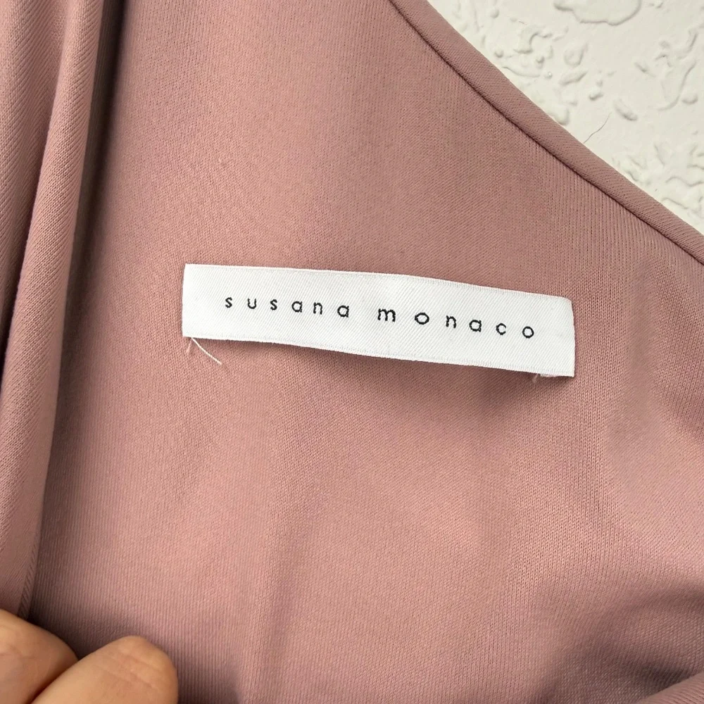 Susana Monaco Womens Blush Pink One Shoulder Cut Out Midi Ruched Dress Small - Picture 5 of 14